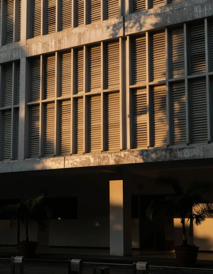 Office building exterior in Menteng, Jakarta Pusat at late afternoon